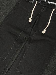 Manfinity EMRG Quần jean ống đứng dáng rộng cạp cao thời trang nam - màu đen - Xem 12