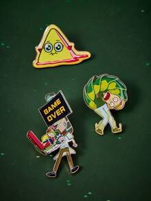 Rick and Morty X SHEIN 1 Set Zinc Alloy Cartoon Series Cute Brooch Pin, Fashionable & Popular Cross-Border, Luxury Niche Casual For Couples, Suitable For Various Parties, Concerts, Festivals - Gold - View 4