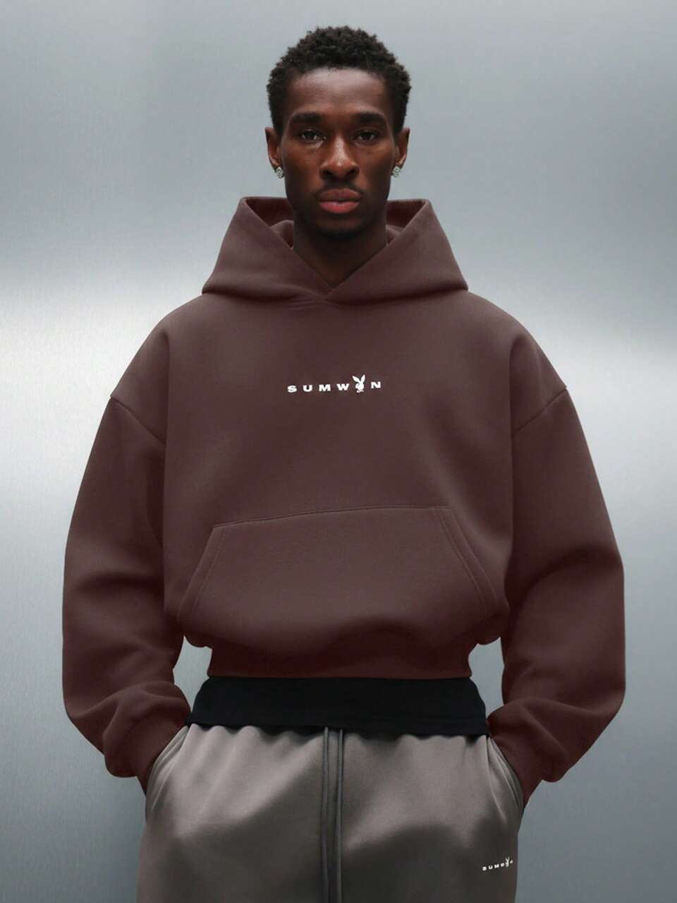 PLAYBOY X SUMWON sweat-shirt à capuche oversize avec imprimé logo lapin pour un look casual de rue et un layering hivernal