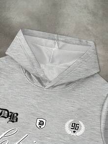 STEELVANCE 男士芝加哥标语印花卫衣和运动裤两件套，秋季穿搭 - 灰色 - 查看 4