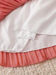 SHEIN 女婴时尚可爱无袖百褶蛋糕裙，夏季渐变色吊带设计，适合派对度假 - 粉色 - 查看 6