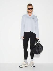 Sudadera con cuello de KIZN de color gris claro jaspeado con estampado de logotipo, manga larga, casual - Gris - Ver 3