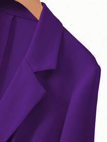 GlowEve CURVE Bộ đồ 2 mảnh thời trang dành cho nữ cỡ lớn, kiểu dáng thanh lịch, nhẹ nhàng, in hoa, gồm áo blazer và chân váy chữ A dáng rộng, trang phục công sở thường ngày, bộ áo blazer và chân váy cho nữ, bộ đồ hai mảnh cho nữ, áo blazer in hoa và chân váy, trang phục mùa xuân cho nữ. - Màu tím - Xem 4