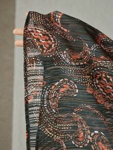 MOTF PREMIUM 佩斯利印花长袖衬衫，波西米亚风，秋冬季 - 綠色 - 查看 8