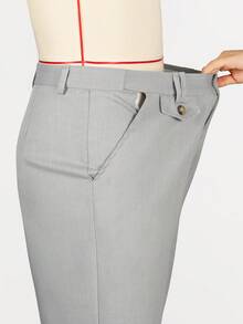 Calvornis Manfinity Bizforma 男士灰色西装裤，商务休闲百搭长裤，双环腰带设计，时尚百搭 - 灰色 - 查看 4