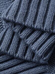 DAZY Men's Letter Embroidery Design Blue Striped Cable Knit Sweater, Autumn/Winter - Blue - View 8