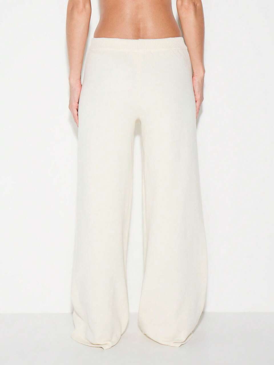 Soft Knitted Wide Leg Drawstring Jogger Pants Casual Loose Fit Elastic Waistband Sweatpants