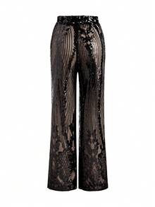 Ellevyn 女士优雅高端亮片闪亮多色亮片裤，适合派对、家庭聚会及各种场合。 - 彩色 - 查看 8