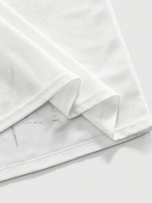 ROMWE MEN Street Life 男士圆领长袖荆棘印花T恤搭配抽绳腰阔腿裤休闲套装 - 黑與白 - 查看 7