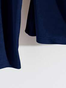 Qadelle Camiseta de terciopelo elegante color albaricoque para mujer, otoño/invierno - azul real - Ver 5