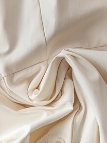 Franclia 女式纯色前扣休闲长袖连衣裙 - 杏色 - 查看 5