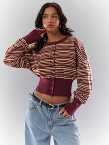 Glamine Cardigan court à épaules tombantes pour femmes, automne/hiver, hiver pour femmes, pulls femme, cardigans courts, hauts en tricot, cardigans femme