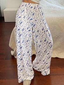 DAZY Quần ngủ nữ cạp chun họa tiết hoa Ditsy rộng rãi - trắng - Xem 6