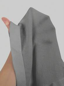 Linhara Áo crop top hở lưng cho nữ cỡ lớn, viền thô, thắt eo, túi sau, nút trang trí - Xám - Xem 7