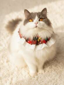 PETSIN 节日宠物围巾，铃铛猫狗围巾，欧根纱蕾丝猫狗围巾，宠物围巾，适合中小型犬，各种猫