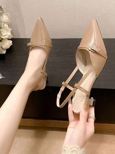 Sandalias Baotou: tacones de aguja franceses, diseñados exclusivamente para la mujer elegante. Tacones de aguja finos combinados con vestidos. Tacones de aguja con hebilla, tacones de aguja abiertos por delante, diseñados específicamente para mujeres.