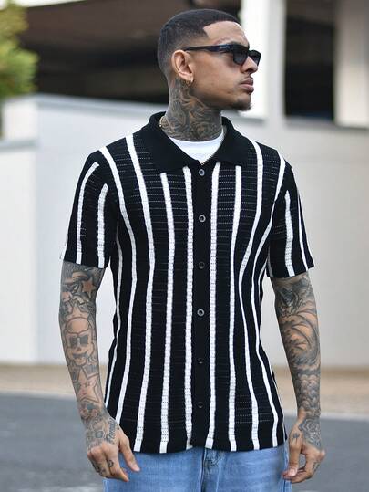 Devon Thys 男士撞色镂空针织开衫，夏季时尚单品