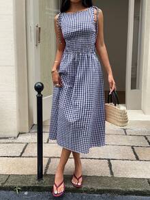 MainGRL 百搭休闲/度假/派对中长连衣裙 - 藏蓝色 - 查看 6