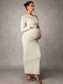 MaterniChic Maternity Clothes Maternity  Dress Spring And Summer Pregnant Clothes Apricot Dress There Are Bullets Elegant Party - Apricot - View 4