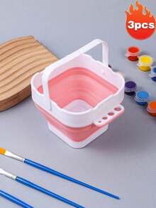 Collapsible Silicone Brush Cleaner Cup Foldable Paint Brush Washer Portable Water Basin For Acrylic Oil Watercolor Painting Artist Travel Studio Art Supplies - Multicolor - View 22