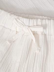 3pcs Girls' Striped Textured Casual Straight Leg Pants, Suitable For Daily Wear - Blue - View 9