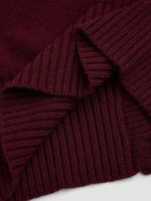 Sweetra Women's Twist Rope Lantern Sleeve Slim Fit Cardigan Sweater, Autumn/Winter - Burgundy - View 4