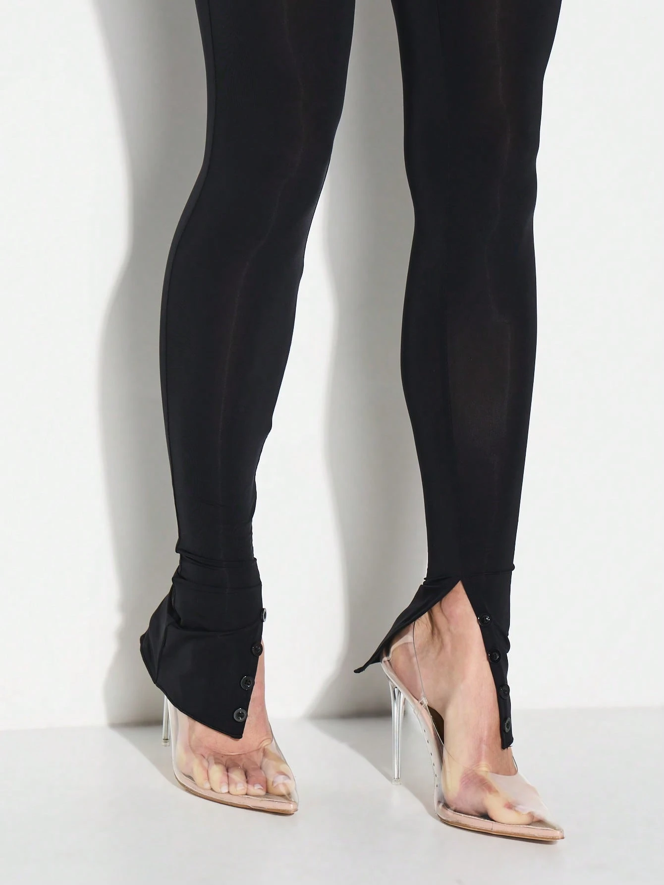 KIZN Mesh Panel Button Detail Leggings With Stirrups