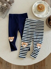 Pixure   2pcs Baby Boy Knitted Striped Bear Pattern Casual Pants Set,,Pants,,Baby Boy Clothes,ملابس شتويه - Multicolor - View 7