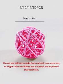 5/10/15/50pcs Wicker Balls Toys For Parrots, 3cm Diameter Parrot Foot Toys To Chew And Bite, Woven Wicker Parrot Toys - Pink - View 5