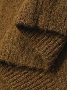 Dazy-Less Bộ 2 áo len cardigan dệt kim dài tay màu trơn và áo len cổ lọ không tay cho nữ, mùa thu/đông - Cà phê nâu - Xem 9