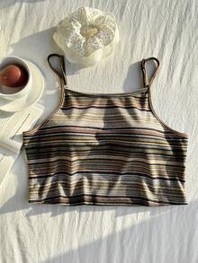 Comfortcana 夏季假日大码条纹吊带背心