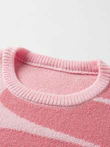 Manfinity EMRG 男士加大码字母图案圆领长袖休闲毛衣，秋冬季 - 粉色 - 查看 4