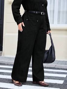 EMERY ROSE Quần Jeans Denim Giặt Thường Ngày Cho Kỳ Nghỉ Cỡ Lớn - màu đen - Xem 6