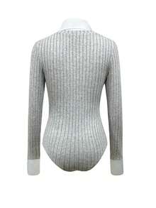 Selianne 女士灰白拼接翻领连体衣 - 彩色 - 查看 2