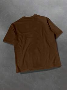 Glimmora 男士圆领天使印花宽松休闲标准T恤 - 咖啡棕 - 查看 2