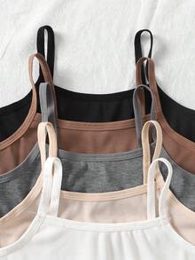 SHEIN 5pcs/Set Soft & Skin-Friendly Tween Girls' Tank Tops & Camis, Underwear For Children & Students During Development - Multicolor - View 6