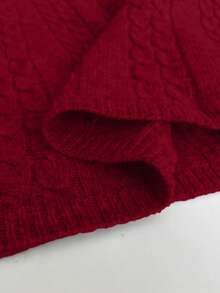 SHEIN Elenzya 女士纯色蝴蝶结优雅派对毛衣连衣裙 - 紅色 - 查看 7
