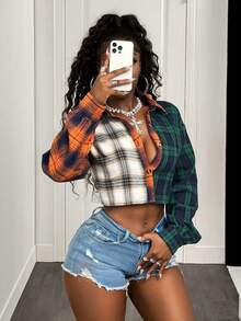 BamGleam Women's Casual Multi-Color Plaid Front Button Long Sleeve Shirt, Autumn,Winter ;Winter Clothes For Women , Winter ,