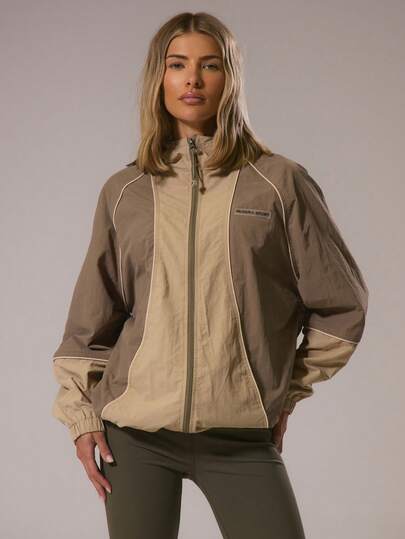 Musera Sport Contrast Lightweight Zip Through Outdoor Sports Jacket Padel, Tennis, Pickleball Gym Fitness Pilates Daily Casual