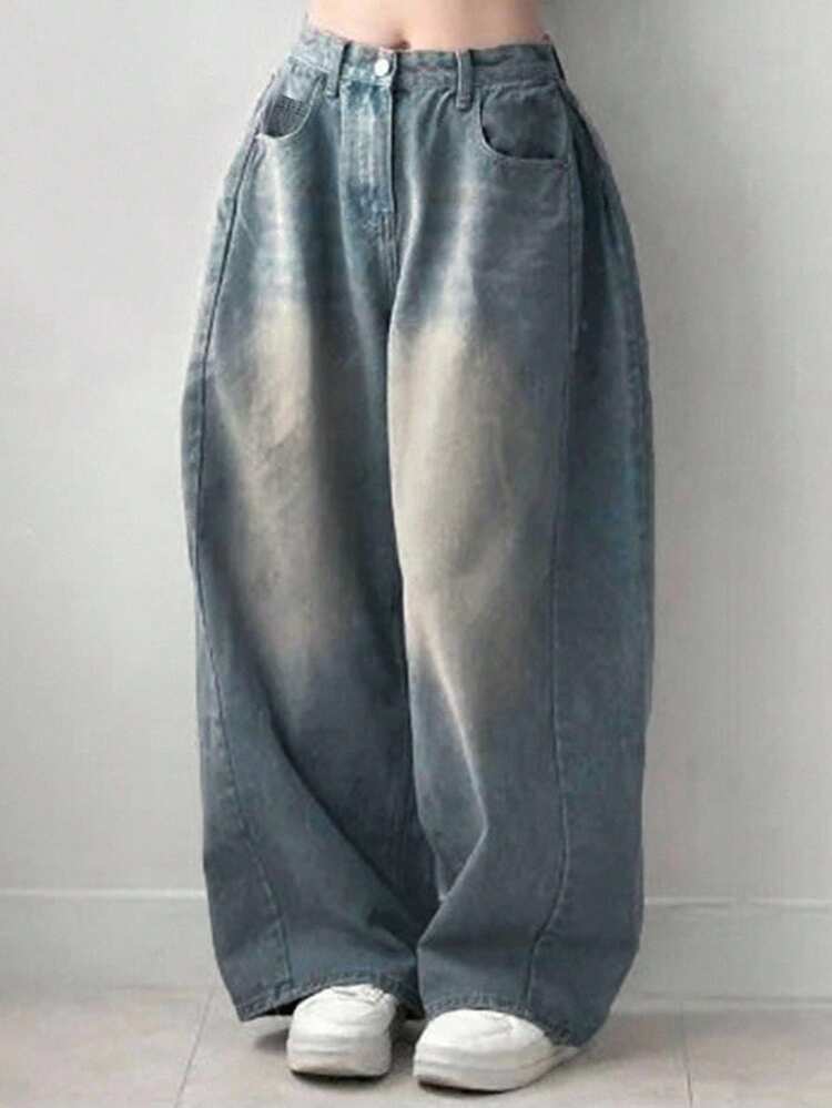Women's Casual Washed Vintage Wide Leg Jeans Y2k