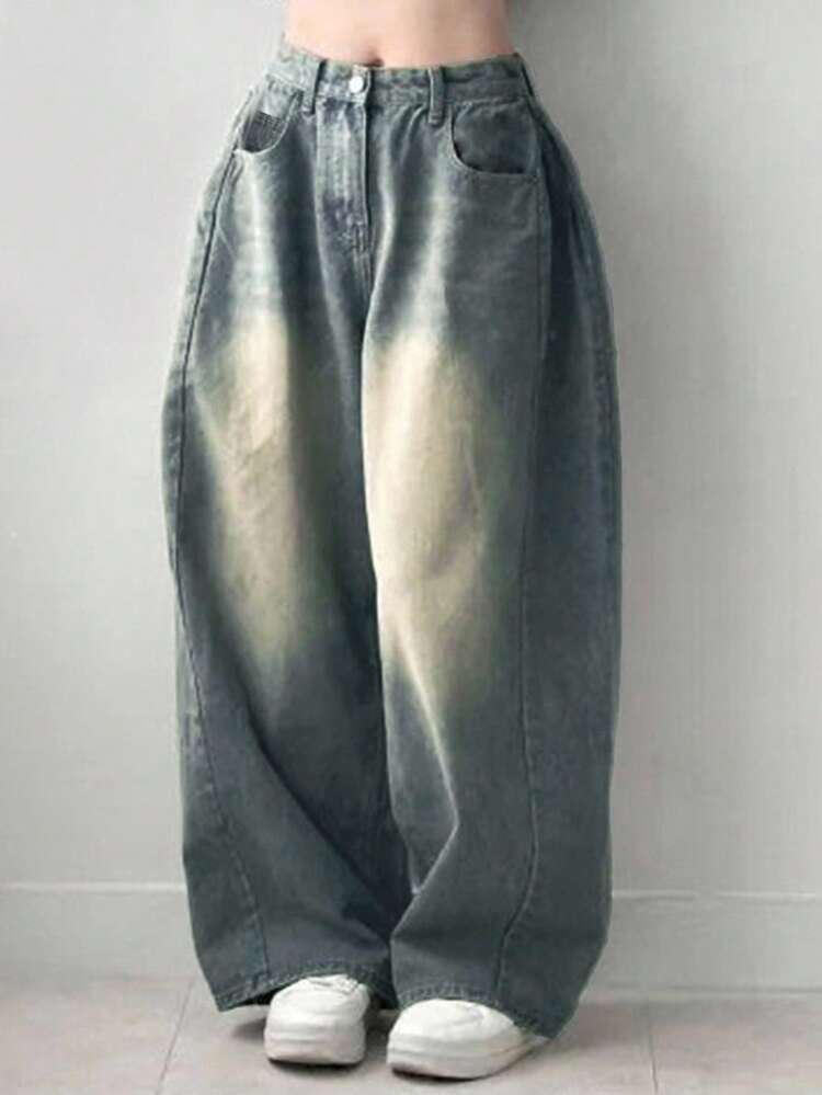 Women's Casual Washed Vintage Wide Leg Jeans Y2k