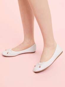 CUCCOO DOLLMOD Giày bệt đính đá hình bướm thời trang và thoải mái, thích hợp cho công sở và đi làm hàng ngày, lý tưởng cho dịp Giáng sinh. - trắng - Xem 3