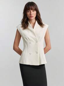 Ontre 2026 Noutăți primăvara/vara, sosire nouă, îmbrăcăminte business casual vintage elegantă, versatilă, asortabilă, îmbrăcăminte Nashville, ținută de Ziua Îndrăgostiților, camisol casual de culoare solidă pentru femei, cu nod în față, pentru primăvară/vară, navetă urbană, ținută business casual pentru femei, vestă vintage albă pentru invitați la nuntă