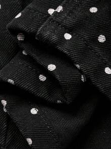 DAZY Tween Girls Polka Dot Print Wide Leg Jeans, Fall - Black - View 9