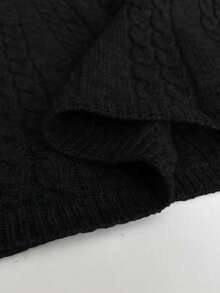 SHEIN Elenzya 女士纯色蝴蝶结优雅派对毛衣连衣裙 - 黑色 - 查看 7