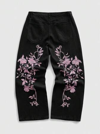 Street Life Herren Mode Floral Gebogene Messer Jeans