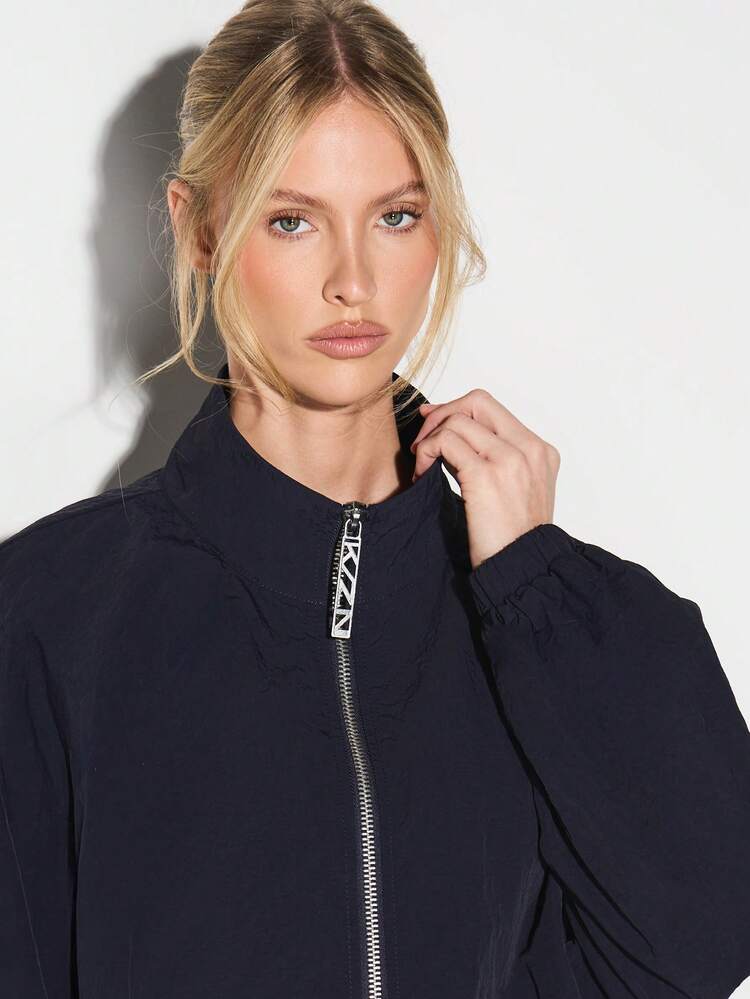 KIZN Navy Zip Up Sports Jacket With Drawstring