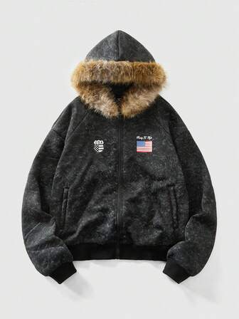 Street Life Men's Street Fashion Fleece Hooded National Flag Sweatshirt