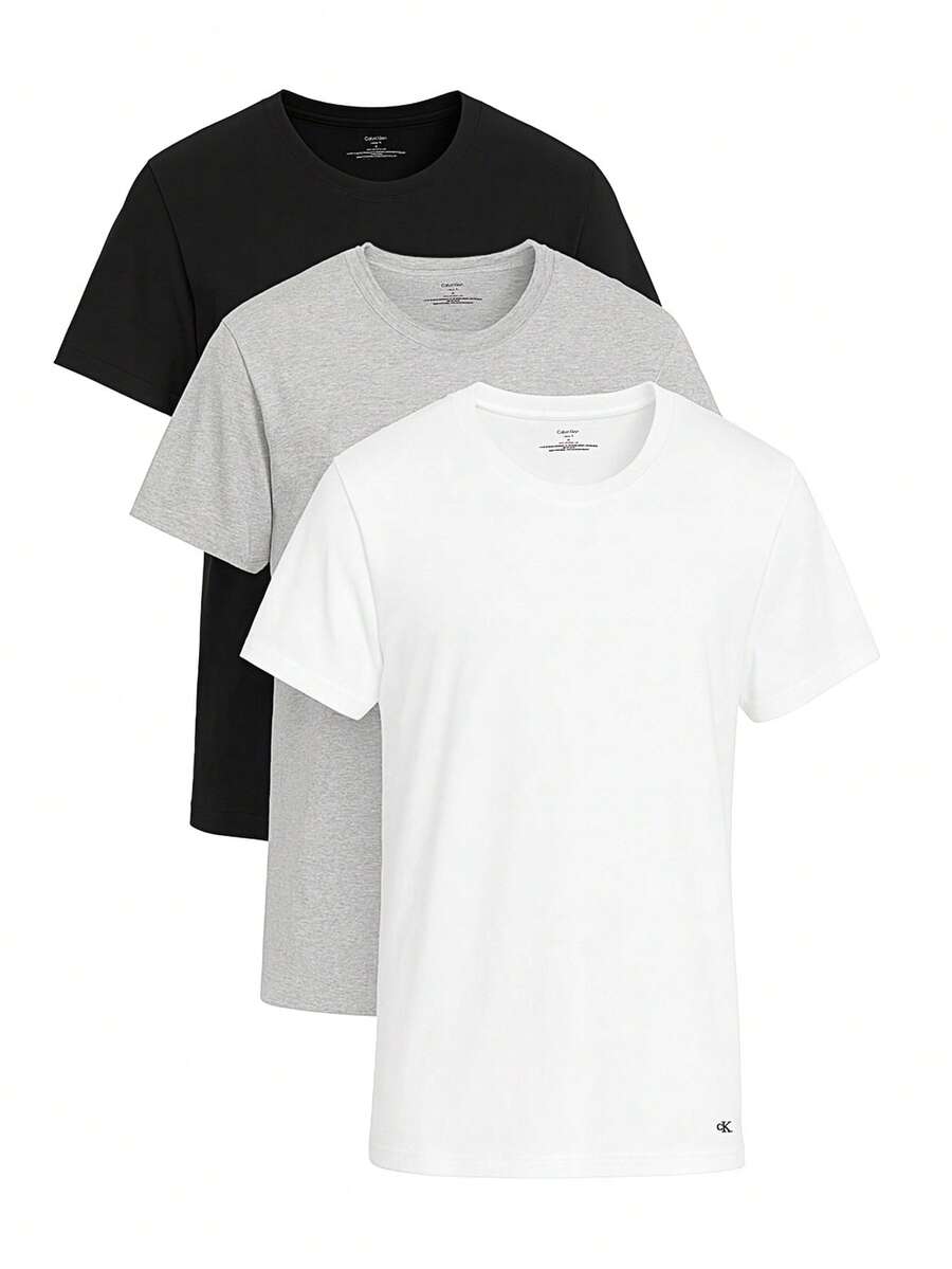 Calvin Klein Classics Men's Crewneck T-Shirt 3 Pack Black White Grey - Black Grey White - View 1