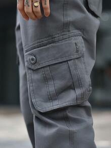 Devon Thys 男士翻盖口袋工装裤（无腰带），秋季款 - 灰色 - 查看 3